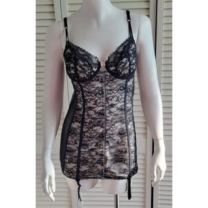 Victorias Secret Black Lacey Baby Doll Underwire Lingerie Sz 36C